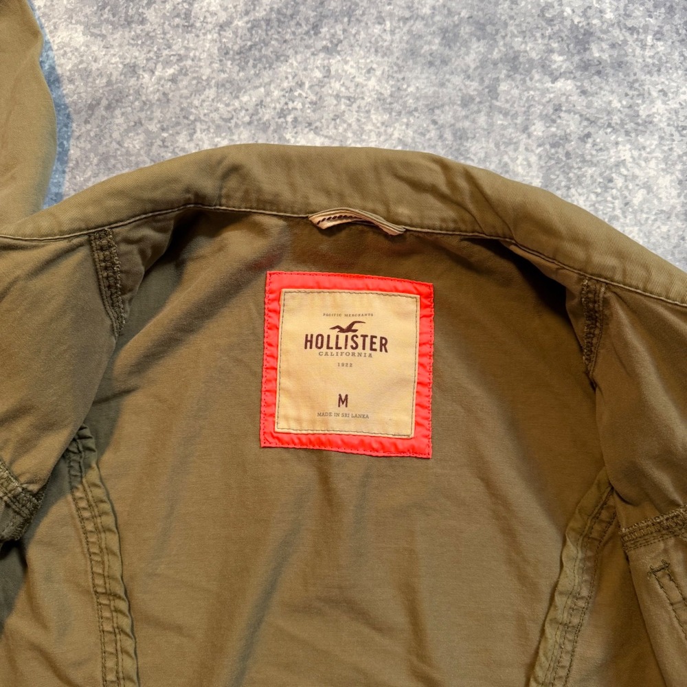 Y2K Hollister Military Utility Jacket Women Medium Olive Green Cotton Full Zip M - Picture 3 of 6